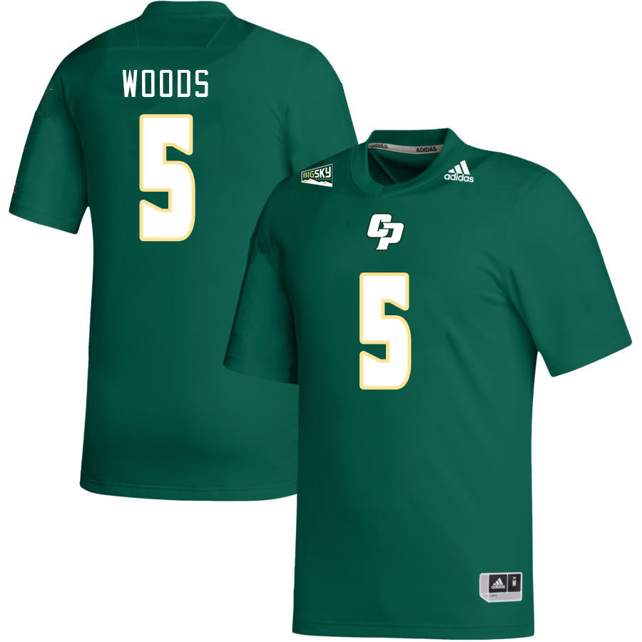 Men-Youth #5 Jake Woods Cal Poly Mustangs 2023 College Football Jerseys Stitched-Green